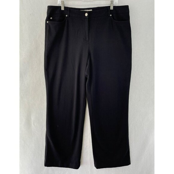 Croft & Barrow Pants Womens 18 Black Straight Leg High Rise Regular Fit Button - Picture 1 of 9